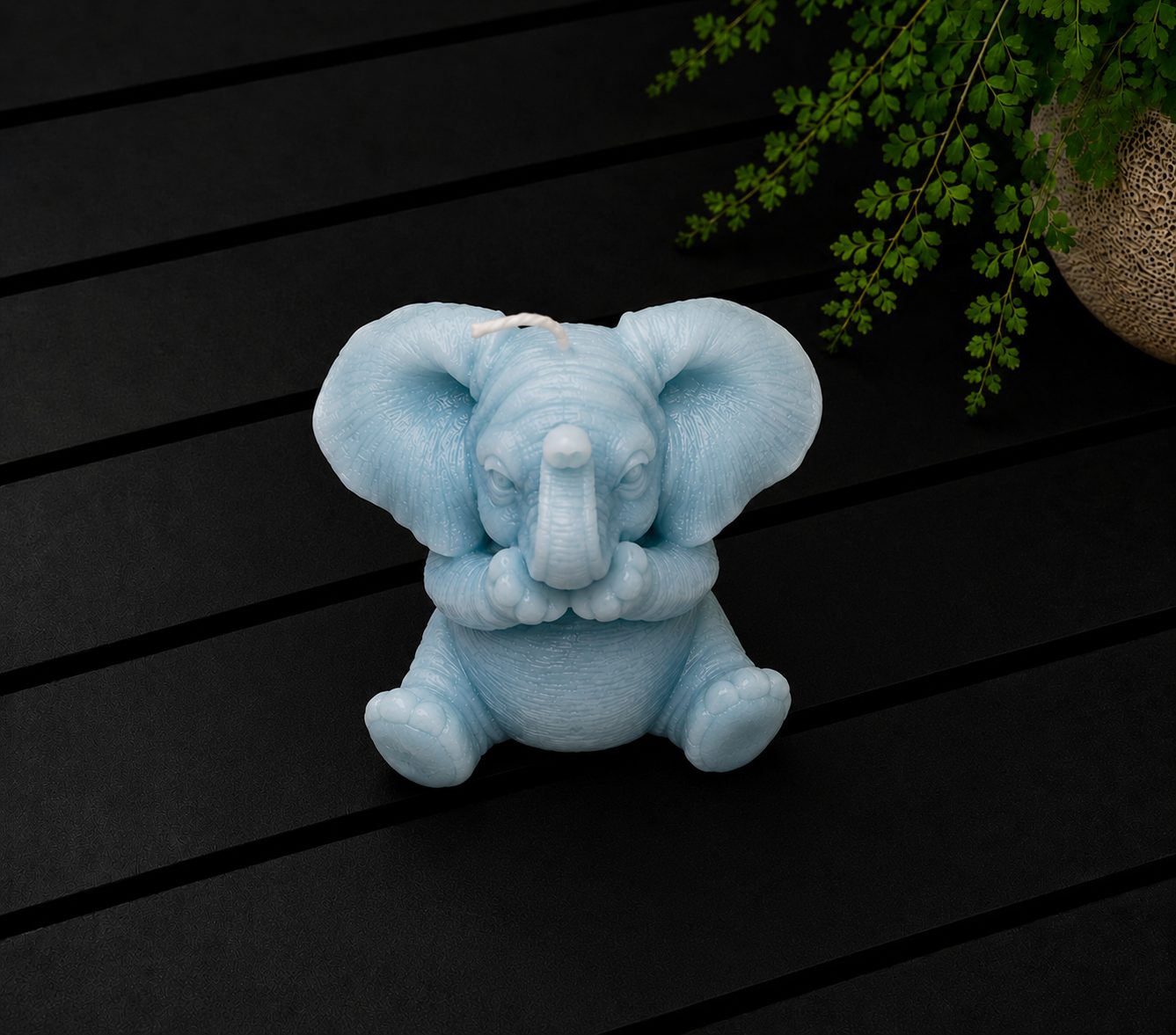 Blauwe olifant kaars – zwijgen