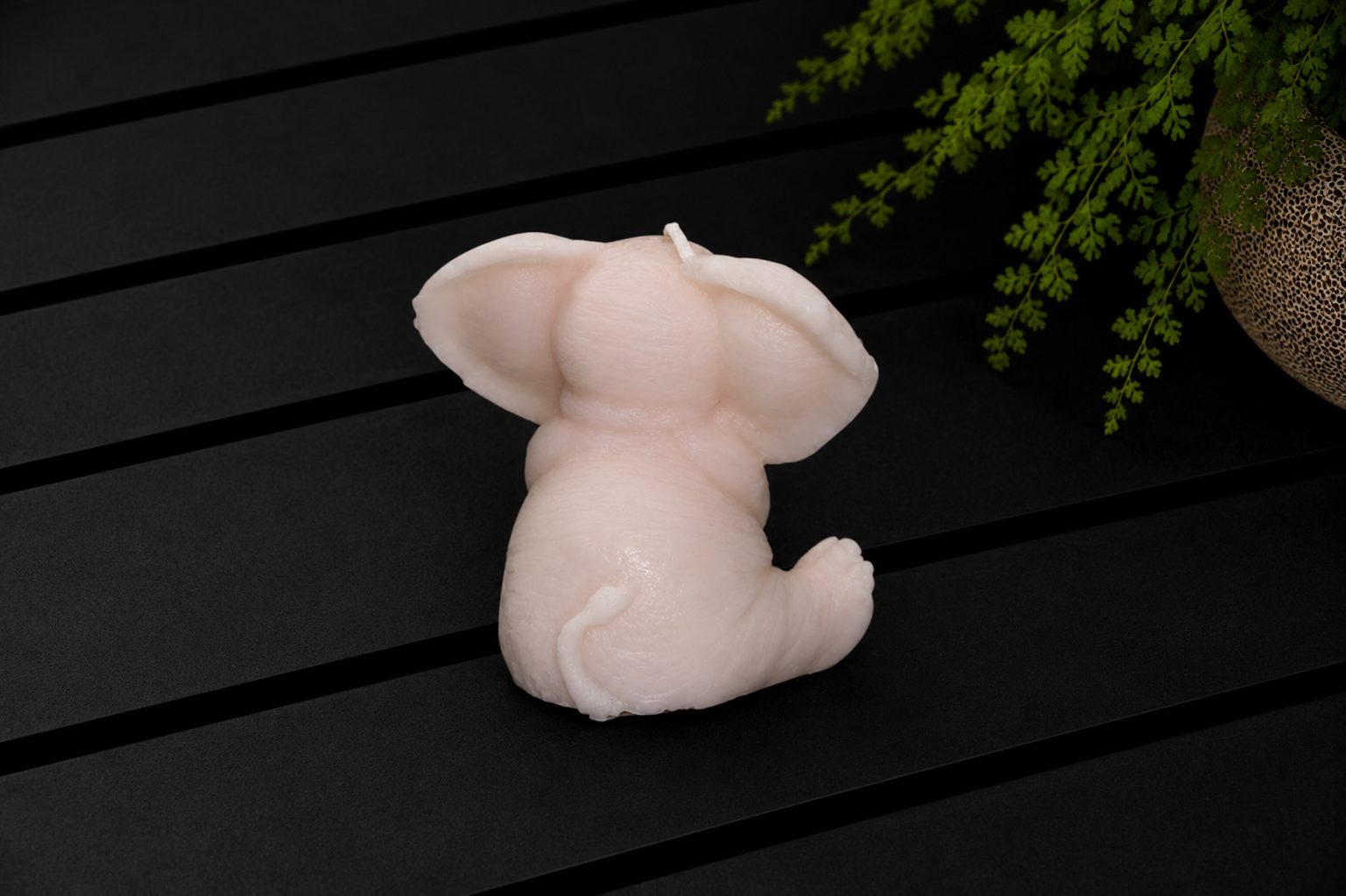 Roze olifant kaars – zwijgen - Afbeelding 2